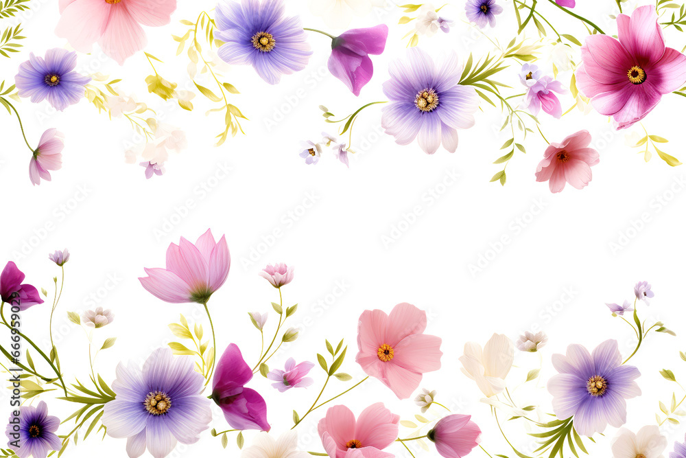 Summer flower pattern on white background, illustration generated by AI