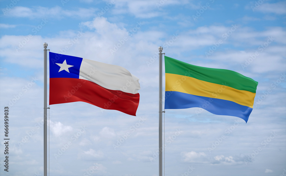 Gabon and Chile flags, country relationship concept Gabon and Chile flags, country relationship concept