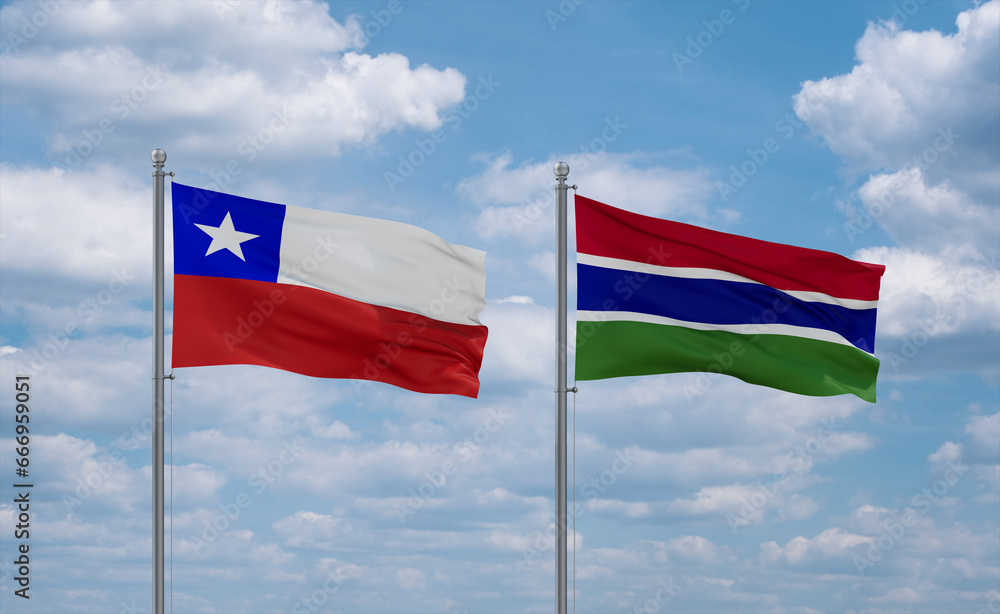Gambia and Chile flags, country relationship concept Gambia and Chile flags, country relationship concept