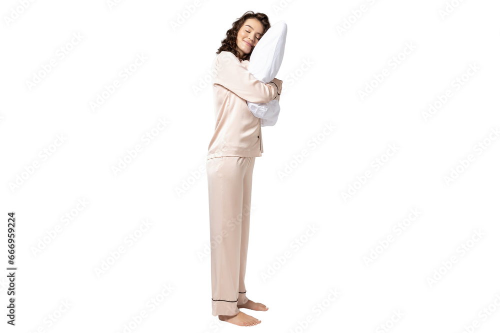 PNG girl with pillow isolated on white background. PNG girl with pillow isolated on white background.
