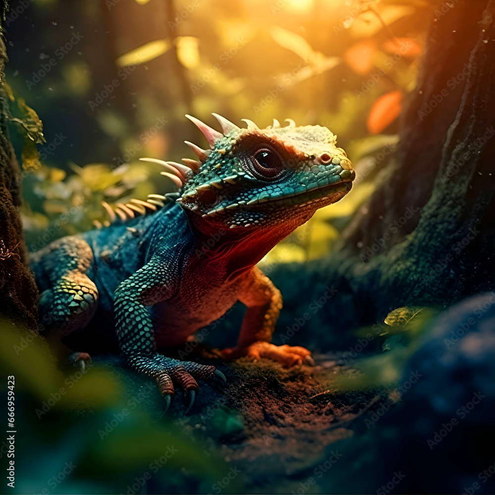 Iguana in the forest. Green iguana in the forest. Iguana in the forest. Green iguana in the forest.