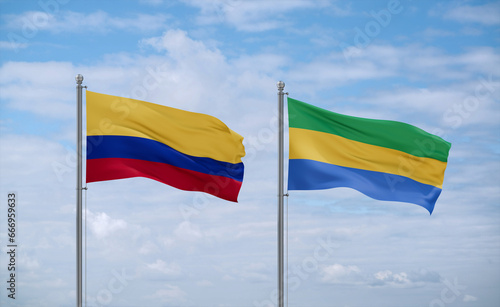 Gabon and Colombia flags, country relationship concept