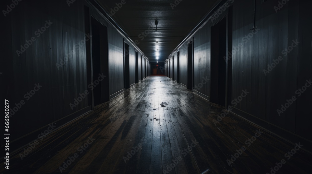 Haunted footsteps echoing in an empty hallway