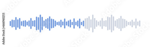 Record music player interface. Sound wave of voice. Audio speech soundwave line. Mobile messenger app chat soundbar. Equalizer icon with spectrum noise. Vector illustration.
