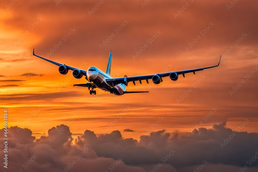 aeroplane in the sunset