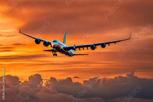 aeroplane in the sunset