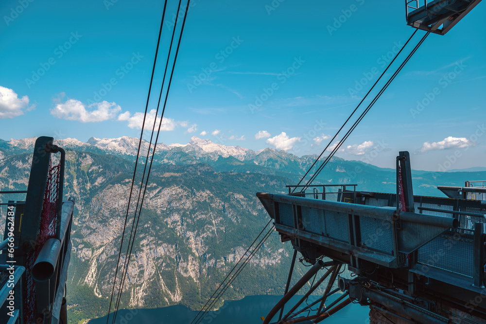 Cable car station at Vogel mountain in Triglav national park in