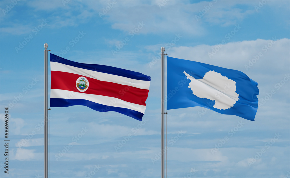 Costa Rico and Antarctica flags, country relationship concept