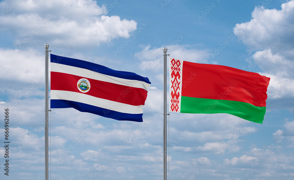 Belarus and Costa Rico flags, country relationship concept Belarus and Costa Rico flags, country relationship concept
