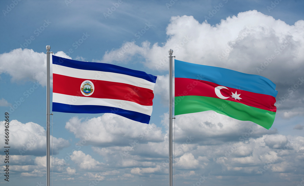 Azerbaijan and Costa Rico flags, country relationship concept Azerbaijan and Costa Rico flags, country relationship concept