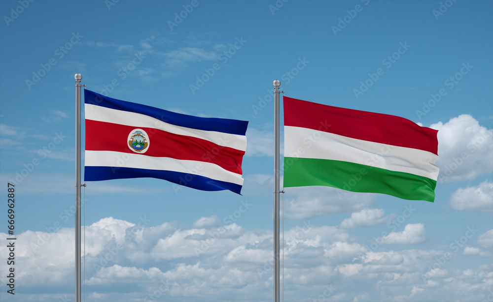 Hungary and Costa Rico flags, country relationship concept Hungary and Costa Rico flags, country relationship concept