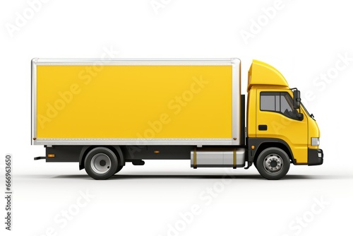 yellow truck on white background illustration