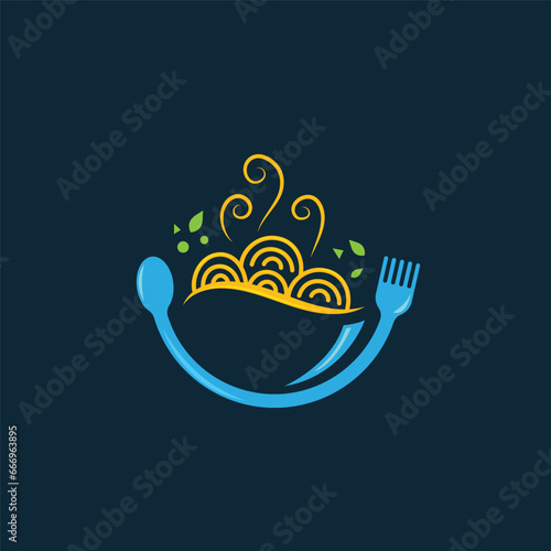 food noodle logo icon vector concept design
