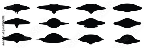 Alien silhouettes set, large pack of vector silhouette design, isolated white background