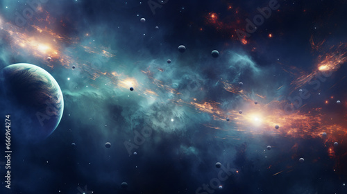 Panorama of a galaxy planets