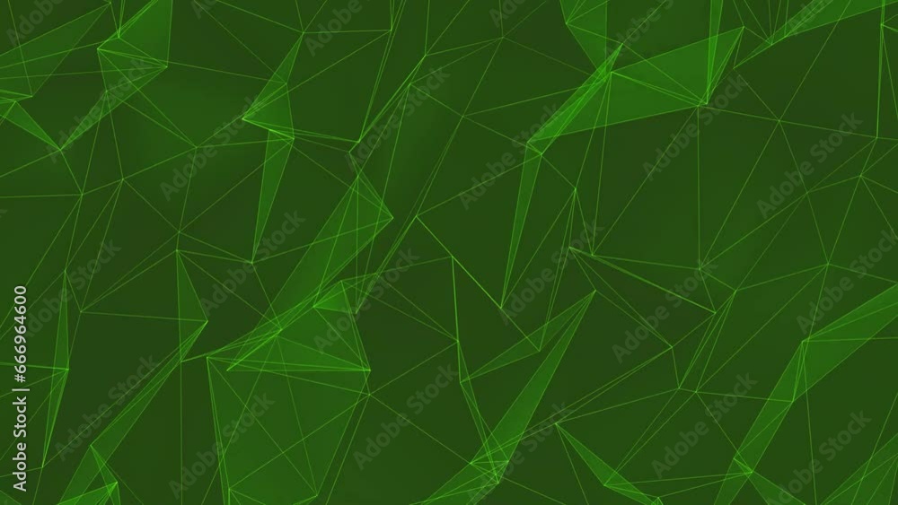 Abstract green color geometric plexus background. Connected lines and dots motion. Abstract green color geometric plexus background. Connected lines and dots motion.