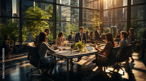 Business people sitting in office.