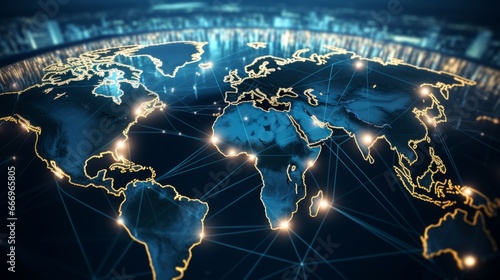 A global corporate network connecting offices across continents photo