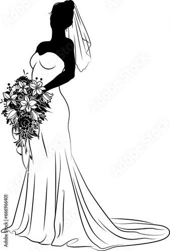 Bride Bridal Wedding Dress Silhouette Woman Design photo