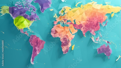 Fototapeta Naklejka Na Ścianę i Meble -  A colorful world map showcasing geographical diversity
