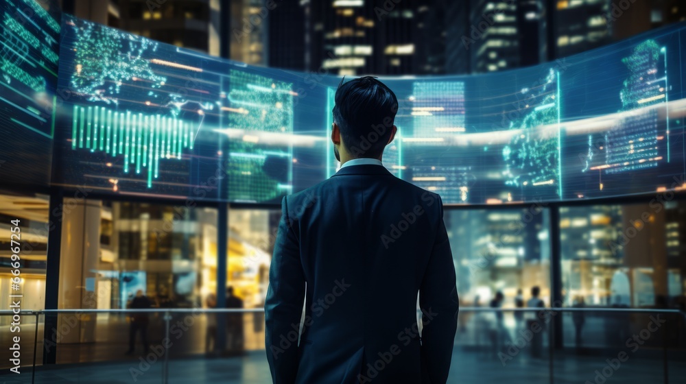 A businessman exploring fintech investments A businessman exploring fintech investments