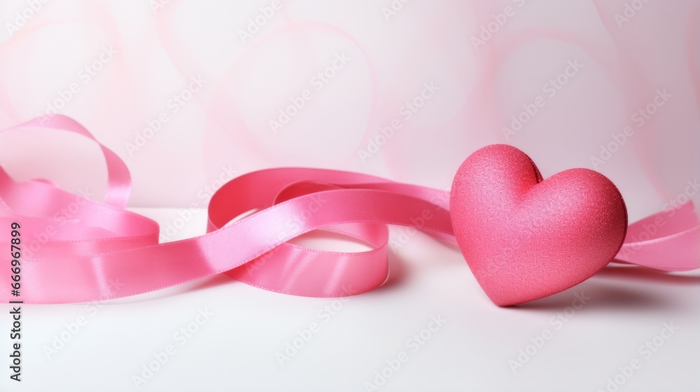 Pink ribbon and heart symbolizing love and strength
