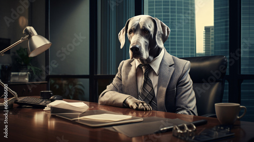 Portrait of a dog in a suit