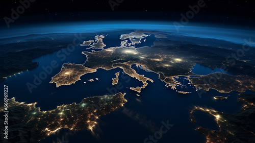 Italy's finest vista at night from space. Italian map