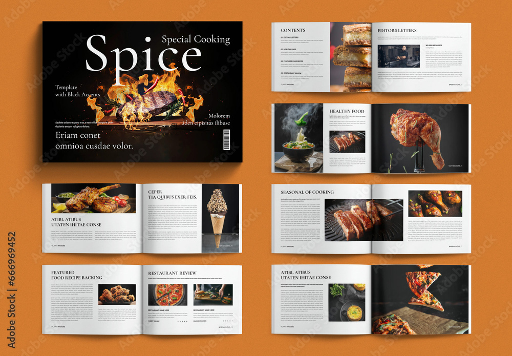 Modelo de Cooking Magazine Layout Design Template Landscape do Stock ...