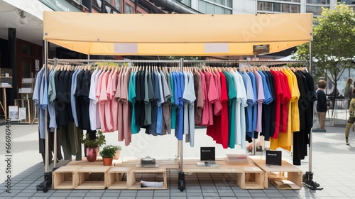 Pop-up stand showcasing sustainable fashion