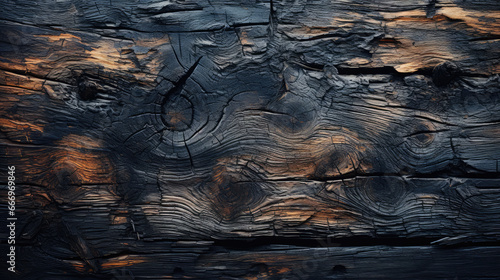 Flames' Legacy: Distressed Textures of a Burnt Wooden Wall - Generative AI