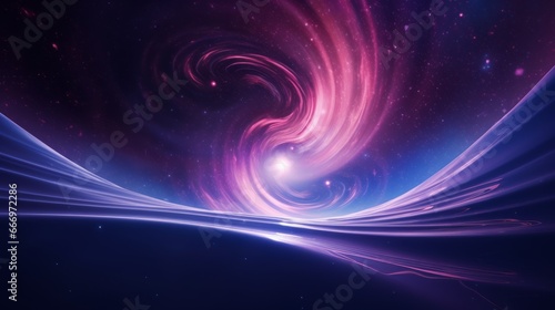 Futuristic hyper space landscape with cosmic swirls