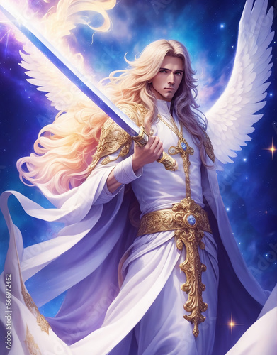 Archangel Michael, who fights against evil, 大天使ミカエル, a fictional person, illustration art, Generative AI photo