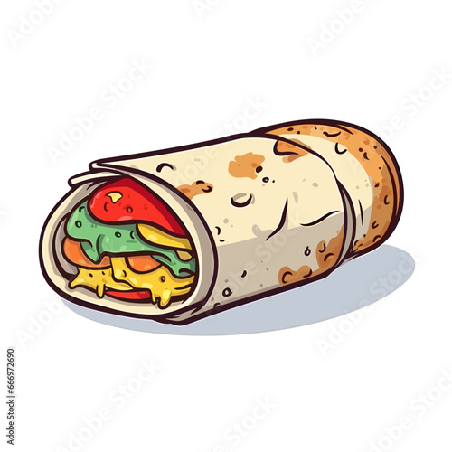 Burritos hand-drawn illustration. Mexican burrito wrap. Vector doodle style cartoon illustration
