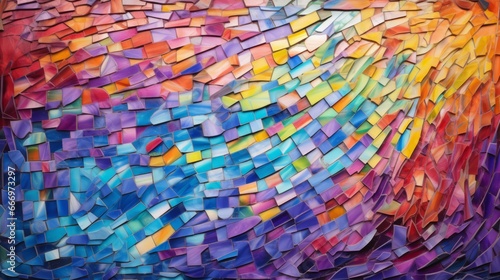 Colorful abstract glass mosaic installation