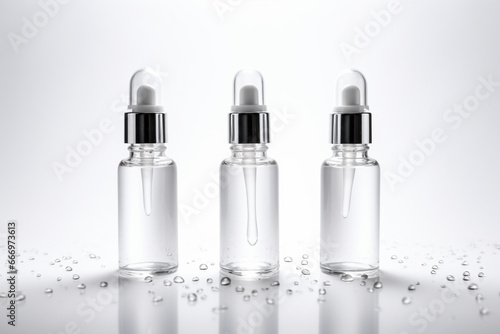 Drops of moisturizing gel or serum on a white background, Cosmetic product for skin care, aesthetic look