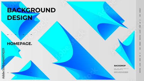 Abstract web page, homepage, landing page concept. Strict and discreet background. Type and polyhedral simple 3D shapes.	