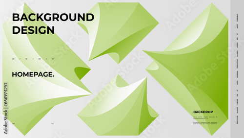 Abstract web page, homepage, landing page concept. Strict and discreet background. Type and polyhedral simple 3D shapes.	