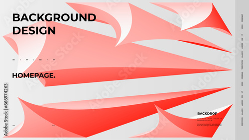 Abstract web page, homepage, landing page concept. Strict and discreet background. Type and polyhedral simple 3D shapes.	