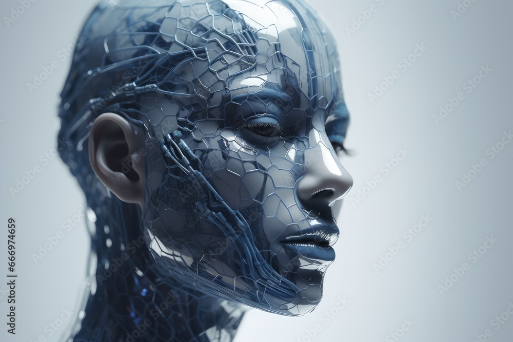 AI tech humanoid cyborg robot concept machine learning automation