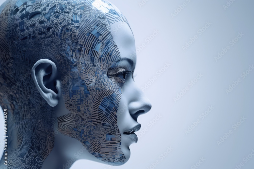 futuristic cyborg human robot concept supercomputer automation