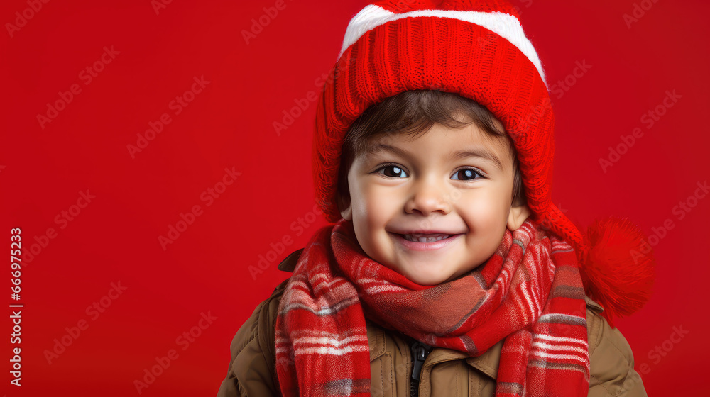 Little cute boy in Red Christmas Outfit with Candy: A blend of seasonal joy and sweet delight | Isolated with empty space for copy. Little cute boy in Red Christmas Outfit with Candy: A blend of seasonal joy and sweet delight | Isolated with empty space for copy.