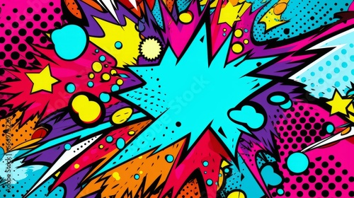 Abstract pop art composition with comic book elements