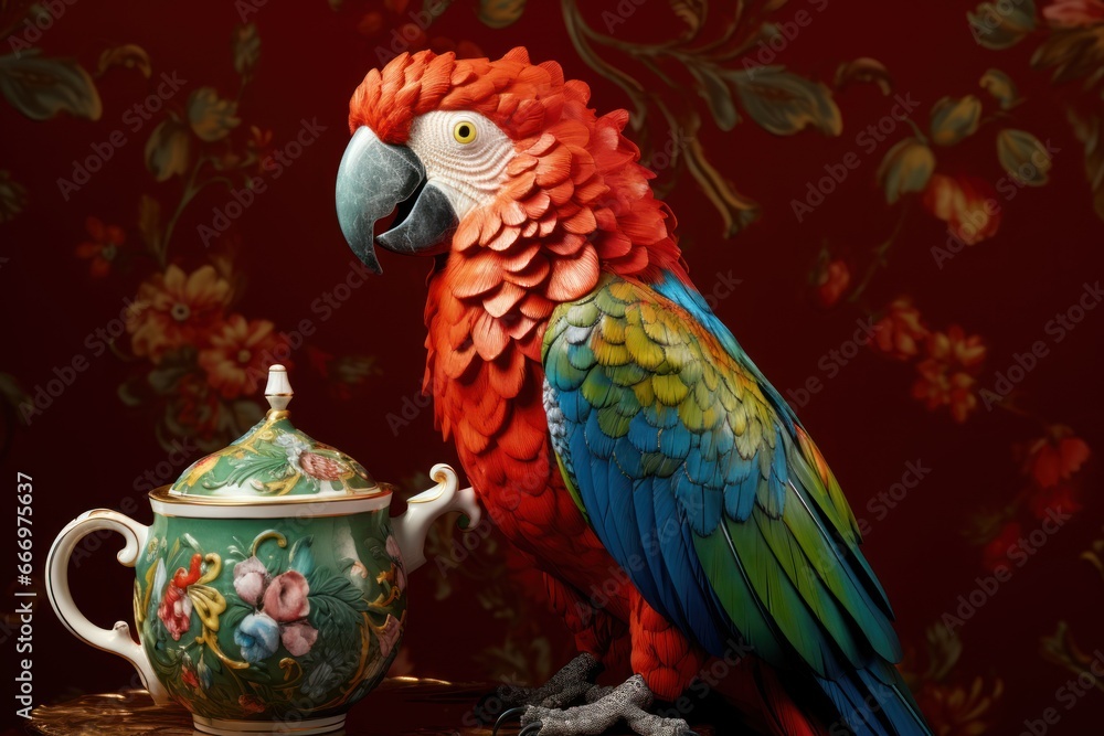 Obraz premium portrait of a beautiful detailed parrot, ai tools generated image