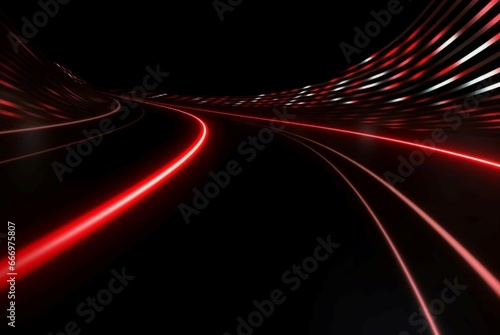 Race red lights background. Racing motion bright dark way. Generate Ai © nsit0108