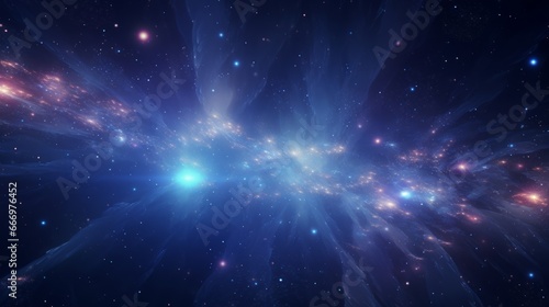 Abstract hyper space with cosmic particles and lights
