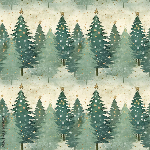 Retro style christmas pattern  new year trees seamless vintage background