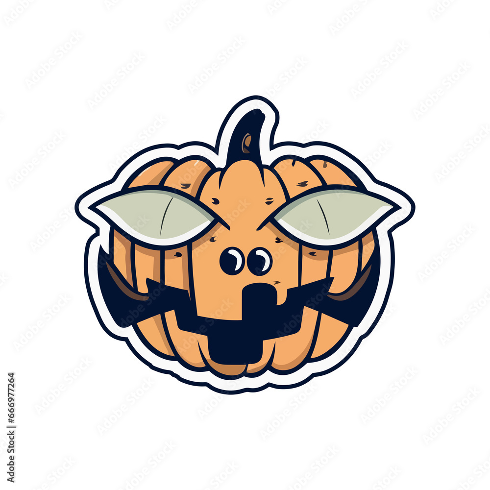 Obraz premium Halloween cartoon stickers bold lines spooky funny ai generative