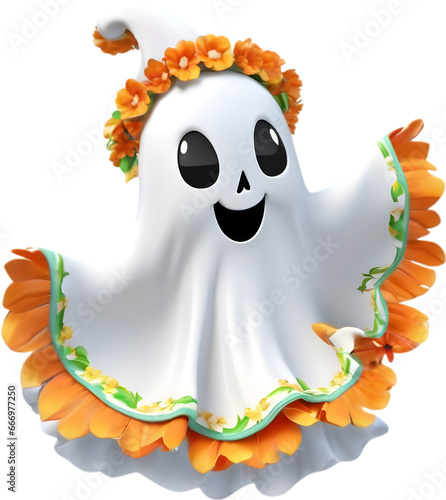 A cute ghost with flowers.  photo