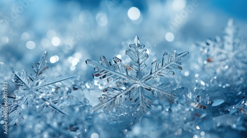 background Snowflakes close-up. concept of winter, cold, beauty of nature.Macro photo. Copy space.  © Margo_Alexa